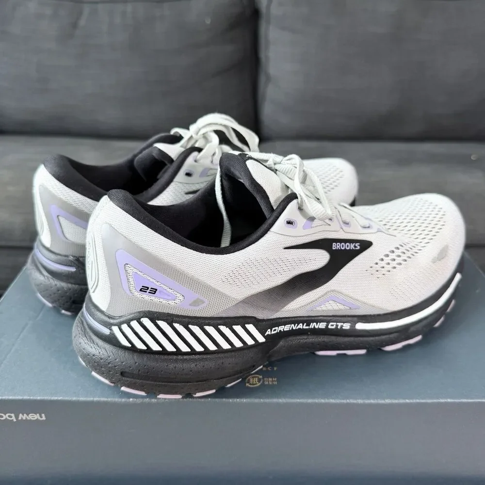Brooks Adrenaline GTS 23 Grey Purple Running Shoes Women's Size 10B
